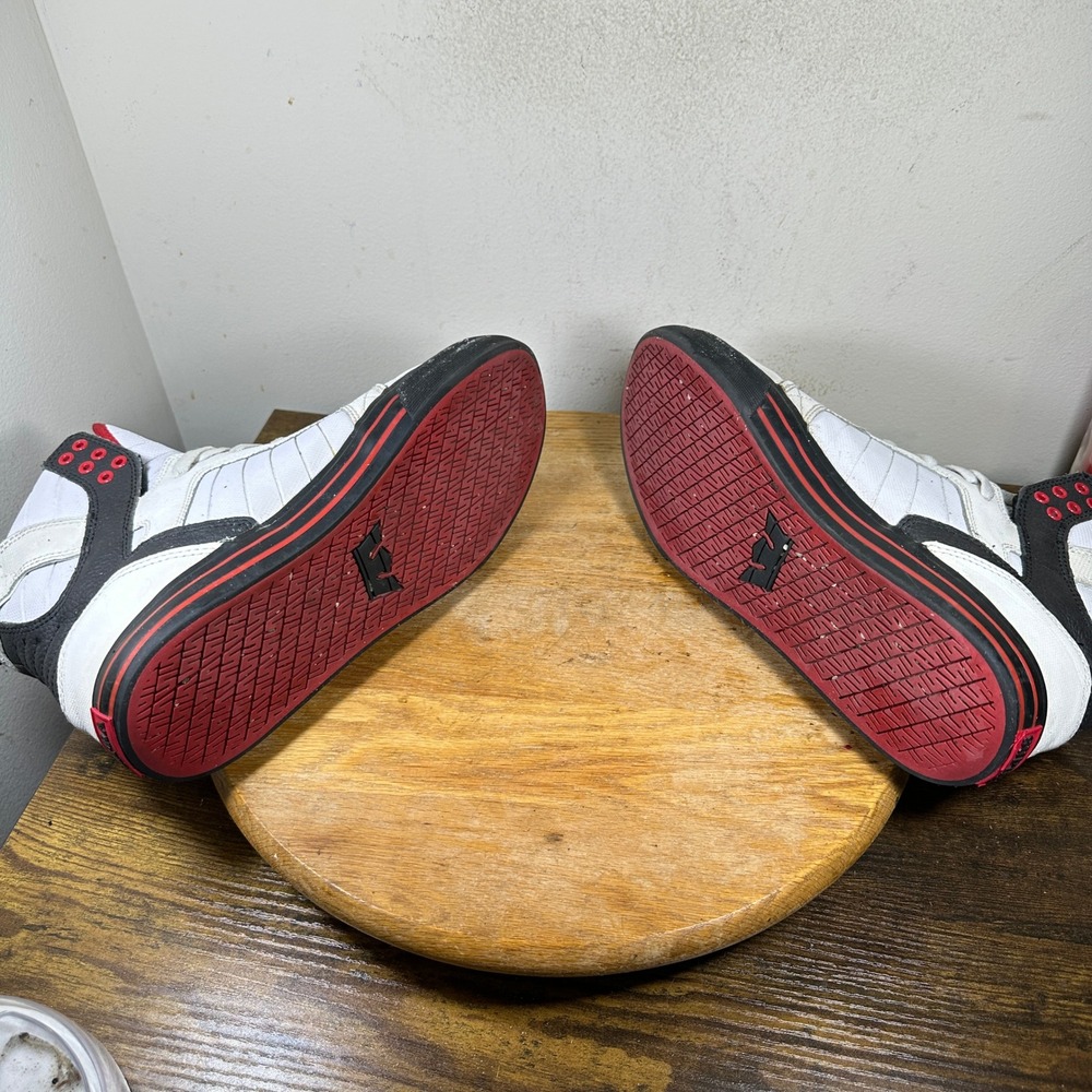 Supra Skytop Muska 001 Chad Mens White Black Red Skate Shoes S18184 Size 9.5 - Picture 6 of 8